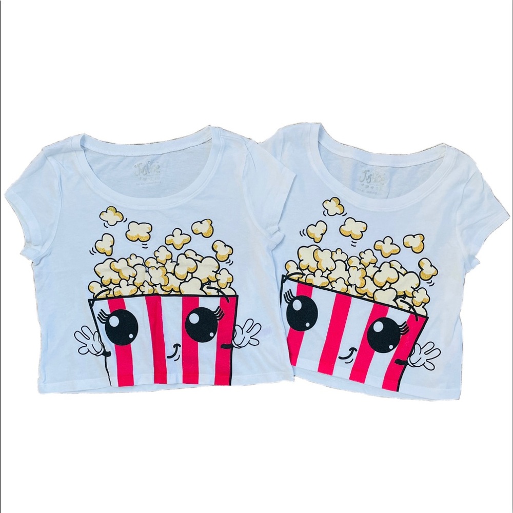 TWINS * SISTERS * BFFs * Matching popcorn cropped shirts Justice Girls size 10